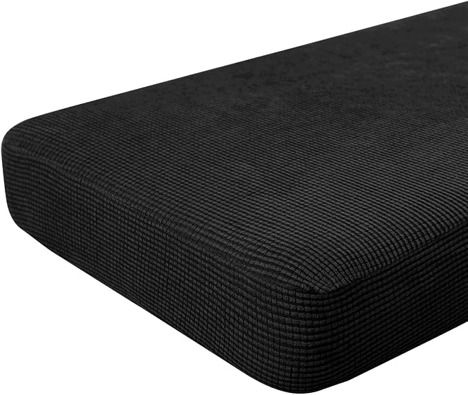Hokway Couch Cushion Covers Stretch Cushion Covers Sofa Seat Cushion Slipcover Cushion Protector(Black, Large) by Hokway