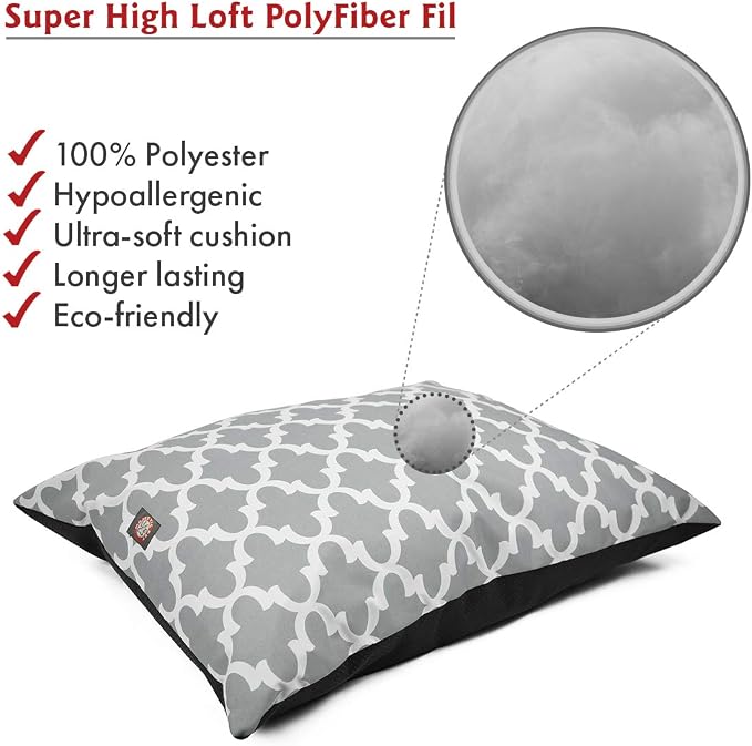 Majestic Pet Rectangle Medium Dog Bed Washable – Non Slip Comfy Pet Bed – Dog Crate Bed Super Value Pillow Dog Bed – Dog Kennel Bed for Sleeping - Dog Bed Medium Breed 35 x 28 Inch – Trellis Gray - Image 3