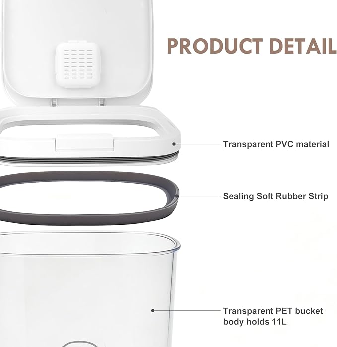 LEAWALK 11 Lbs Airtight Dog Cat Food Storage Container and Dog Treat Containers BPA-Free, PET Clear Stackable Pet Storage Bin, Pop Top, 1-Cup Scoop, for Pet Food/Rice/Flour/Bread/Grains/Spaghetti - Image 4