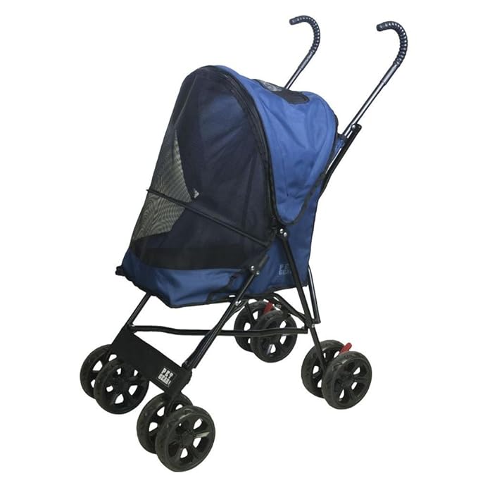 Pet Gear Travel Lite Plus Stroller, Compact, Easy Fold, No Assembly Required, Large Wheels for Cats and Dogs up to 15 pounds, Navy