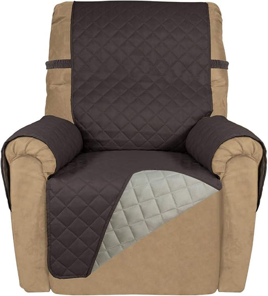 PureFit Reversible Recliner Chair Covers Couch Covers for Dogs, 19 in | Chocolate/Beige, Water Resistant Couch Protector, Washable Pet Couch Cover with Non Slip and Elastic Straps For Kids by PureFit