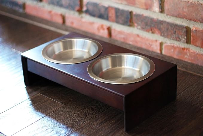 PetFusion Bamboo Elevated Dog Bowls; Cat Bowls | Raised Feeders w/ Water Resistant Seal (Short 4"; Tall 10”) | US FOOD GRADE Stainless Steel Dog & Cat Bowl - Image 2