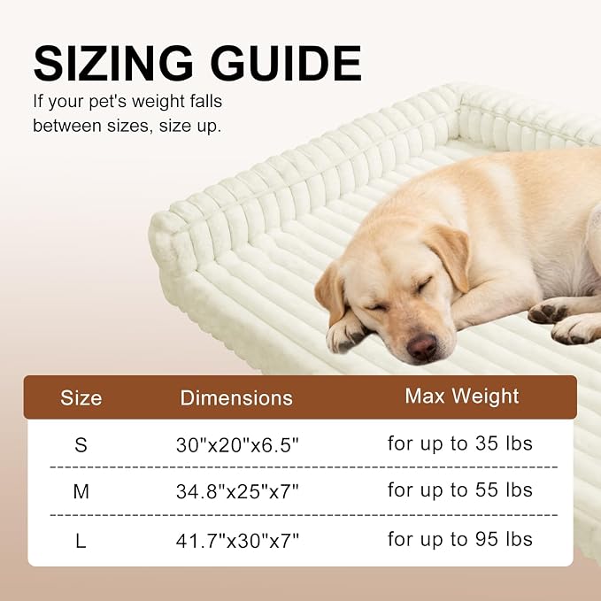 Waterproof Orthopedic Dog Bed for Meduim Dogs Beige | Non-Slip Egg-Crate Memory Foam Removable Washable Cover with Sides Couch Bed for Crate - Image 2