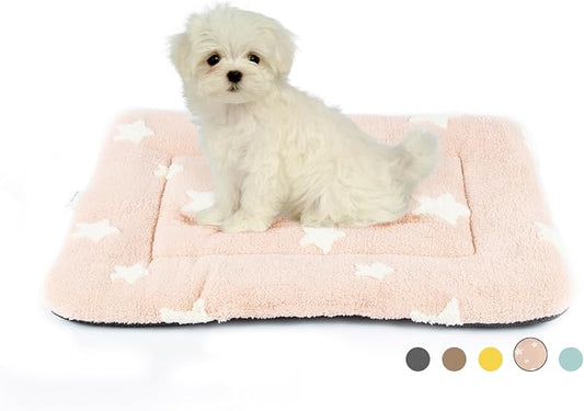 Mora Pets Dog Crate Pad Kennel Bed Crate Mat for Small Dogs Washable Cute Star Pet Bed for Dog Cage Ultra Soft Flat Puppy Cat Kitten Pillow Cushion for Sleeping Anti-Slip Pink 24 x 18 by MoraPets