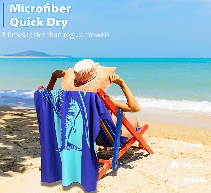 2 Pack Microfiber Lightweight Beach Towel 71"x32" Oversized Extra Large Thin Sand Free Towels Travel Swim Pool Yoga Gym Camping for Adults Women Men Beach Essentials Accessories Vacation Gift - Image 6