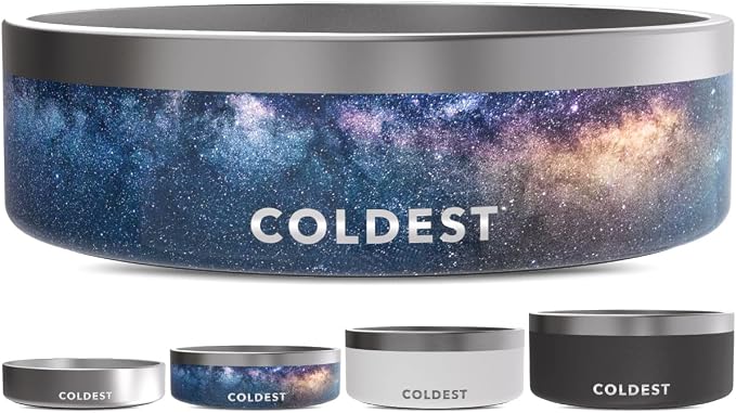 Coldest Dog Bowl - Anti Rust Metal, Non Slip, 3 Layers Insulated Stainless Steel Dog Bowls - Spill Proof & Heavy Duty - Water Bowl for Dogs, Cats & Pets, Dish Washer Safe (42 oz, Into The Beyond) by Coldest