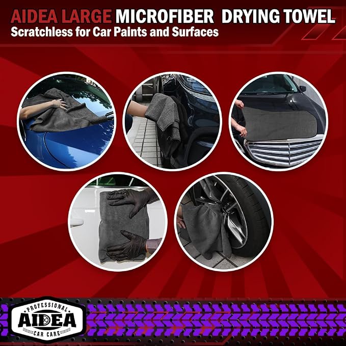 AIDEA Microfiber Towels for Cars-4PK, Large Professional Car Drying Towel, Scratch-Free & Absorbent Drying Towel for Cars, SUVs, RVs, Trucks, and Boats, 24inx 31in, Grey - Image 7