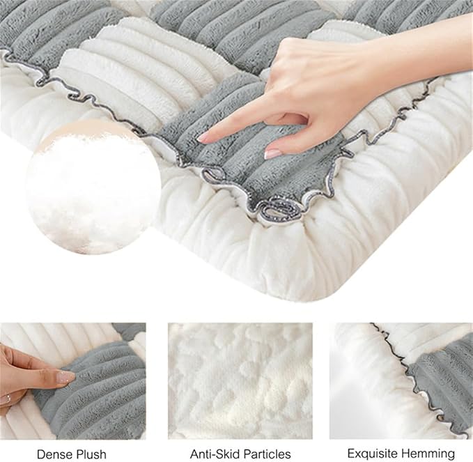 Fuzzy Chic Cotton Protective Couch Cover,Machine Washable & Non-Slip Pet Mat Bed Couch Cover,Garden Sofa Cover Cream-Coloured Plaid Pet Mat for Most Cats Dogs,Pets (gray blue, 35.4*70.9inch) - Image 2