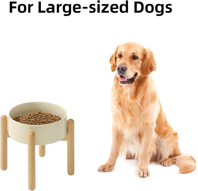 Havniva Elevated Dog Bowls Ceramic Dog Bowls with Stand, Dog Food Bowl | 8.3” Raised Dog Bowls with Non-Slip Wood Stand, Dog Food and Water Bowl Set, Dog Feeding Bowls for Large Dogs - Image 4