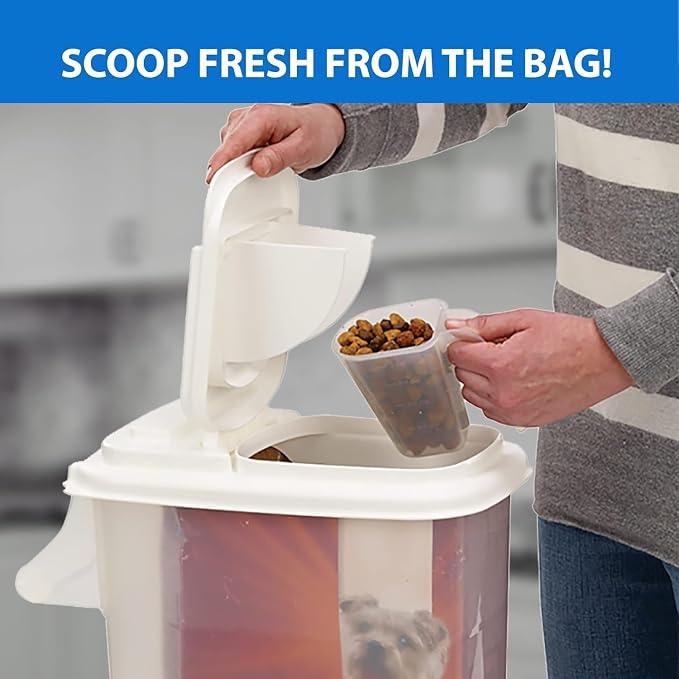 Buddeez Pet Food Storage Container - 16 LB Capacity Dog Food Storage Container, Cat Food Container, Bird Seed Storage Container with Durable EZ Grip Handle and EZ Flip Lid with Pour Spout (White Lid) - Image 4