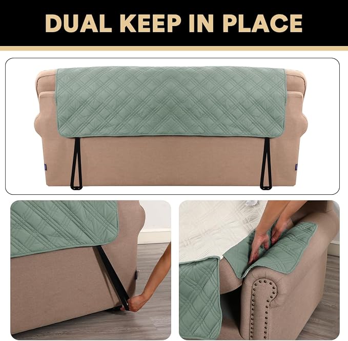 PrinceDeco 100% Waterproof Chair Sofa Slipcover for Living Room Water Resistant Couch Cover Furniture Protector Cover with Elastic Straps for Pets Kids Children Dog Cat(Chair 23", Lily Pad) - Image 5