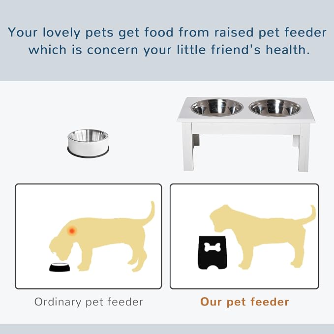 Small Dog Feeding Station - 6" Height for Messy Eaters, with Stainless Steel Elevated Bowls & Modern Wooden Frame, Ideal Dog Food Stand for Indoor Use - Image 3