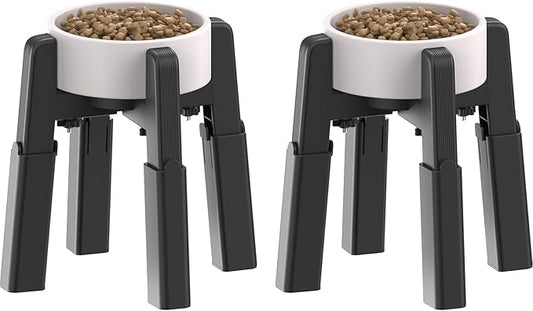 CZPET Dog Bowl Stand with Adjustable Height and Width [2 Pack, Stand Only] | Elevated Pet Water & Food Bowl for Medium Dogs, Stable and Anti-Slip Raised Bowl by CZPET
