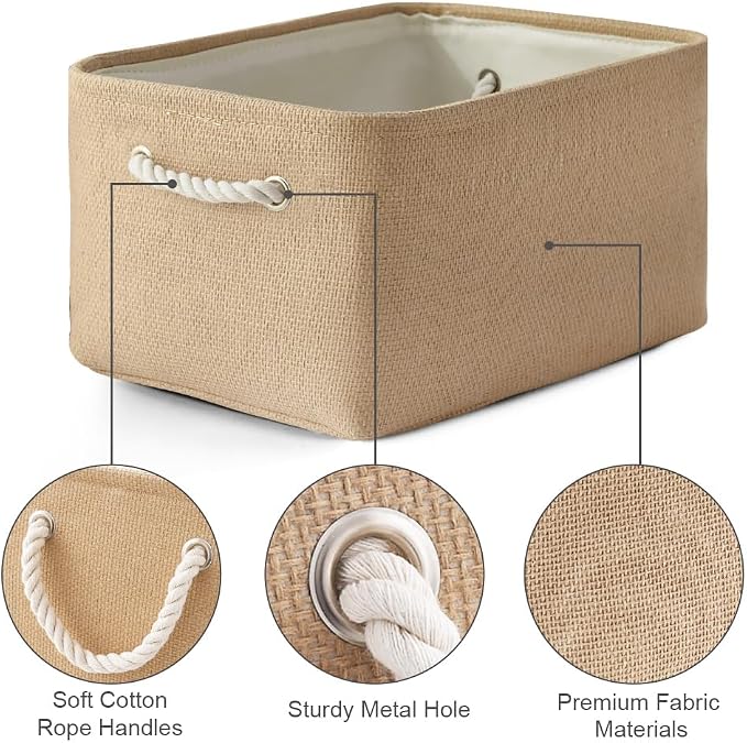 TheWarmHome Organization and Storage Bin for Shelves - Large 3 Pack 16x12x8 inch Storage Basket for Organizing, Canves Storage Cubes for Organizer Toy Closet Cloth Gift (Beige) - Image 7
