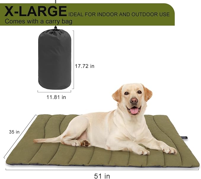 BINGPET Outdoor Travel Dog Bed for Large/Medium Dogs,Portable Waterproof Camping Mat with Carry Bag,Foldable Outside Bed,Machine Washable Indoor Pet Mat for Small,Medium and Large Dogs 35"x51" - Image 6