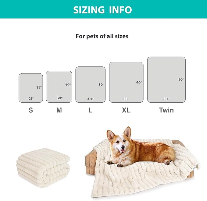 Dog Blanket Pet Blanket - Puppy Blanket for Bed, Luxury Plush Washable Dogs Blankets for Furniture Protection, Super Soft Calming Pet Blanket for Indoors (Cream, 25"x35") - Image 3