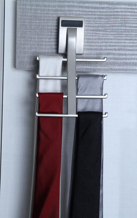 TAG Hardware Premium Space Saving Eight Tie Storage Hook Cleat Mount Organizer Rack for Home and Business (MATT Aluminum) - Image 3
