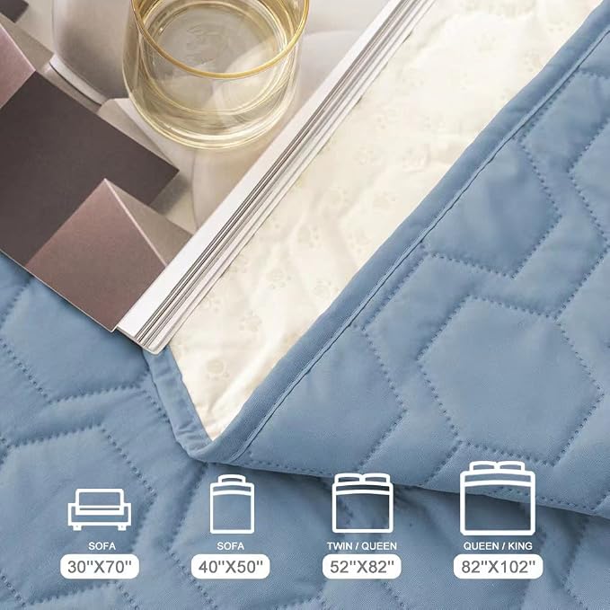 Tcksstex Waterproof and Anti-Slip Dog Bed Cover and Pet Blanket Sofa Pet Bed Mat ，car Incontinence Mattress Protectors Furniture Couch Cover for Most Cats Dogs, Pets（52x82-Stoneblue） - Image 6