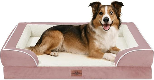 Comfort Expression Orthopedic Dog Beds for Large Sized Dog with Bolster | Waterproof Dog Couch Bed with Washable Cover & Non-Slip Bottom, Supportive Egg Crate Foam Large Pet Bed, 38x25 Inch by ComfortExpression