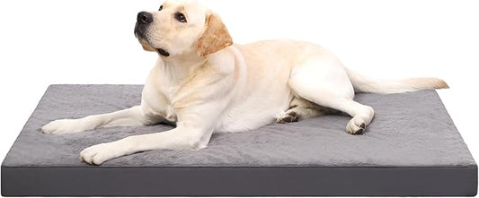 KSIIA Orthopedic Dog Bed for Large Dogs with Waterproof, Dark Grey, 35x22 | Deluxe Soft Plush Dog Crate Bed, Washable Pet Mat with Removable Cover & Egg Crate Foam for Large Dogs Sleeping & Relaxing by KSIIAPetProducts