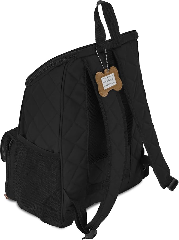 Mobile Dog Gear: Weekender Backpack - Black - Quilted Pet Travel Bag Holds Dog Accessories, Food Carriers, Silicone Bowls, Built-In Feeding Placemat - Image 2