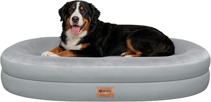 Waterproof Orthopedic Dog Bed for Extra Large Dogs, Silver | Supportive Crate Foam Relieves Joint Pressure, 360°Bolsters, Waterproof Inner,Washable Cover, Non-slip Bottom by Wozoke