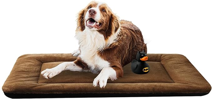 Dog Beds Crate Pad for Dogs Ultra Soft Dog Crate Bed Washable & Anti-Slip Kennel Pad for Dogs Cozy Sleeping Mat (48inch, Brown) | Ultra Soft Kennel Pad,Anti-Slip Bottom,Fits for Most Metal Crates,Comfortable Sleeping Pet Mat by VERZEY