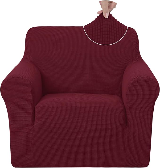 U-NICE HOME Stretch Recliner Chair Cover Armchair Slipcover, Burgundy | Furniture Protector, 1-Piece Chair cover, Washable , Pet friendly, Polyester Spandex Jacquard fabric by U-NICEHOME
