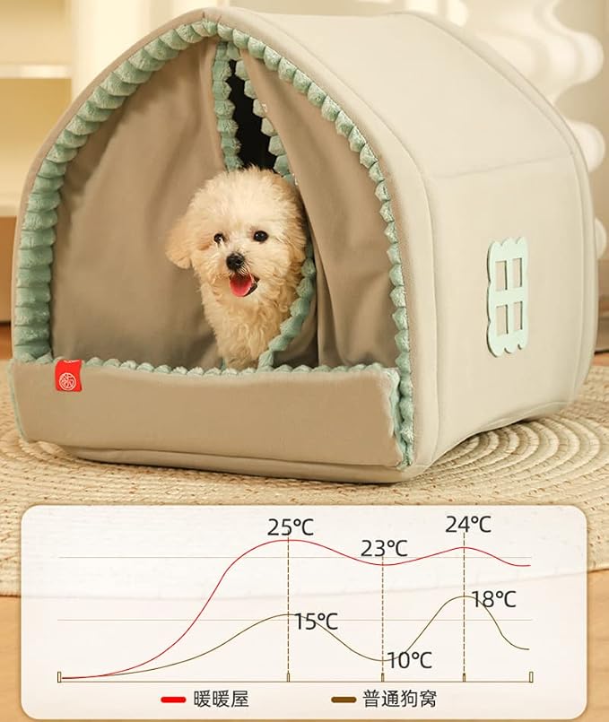 Dog Cave Bed,Cat House Winter Warm Dog House, Closed Winter Covered Dog Bed Cat Bed Tent, Dog Hideout Pet House Pet Bed All Seasons Applicable for Cat and Puppies Below 33lbs/15kg (A, Medium) - Image 3
