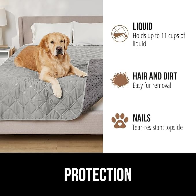 GORILLA GRIP® Waterproof Dog Blanket, 82x52, Leakproof Couch Cover for Dogs, Silicone Grip Backing, Protects Sofa, Sectional, Bed, Crate, Car & RV, Tear-Resistant Washable Pet Blanket Light Gray - Image 5