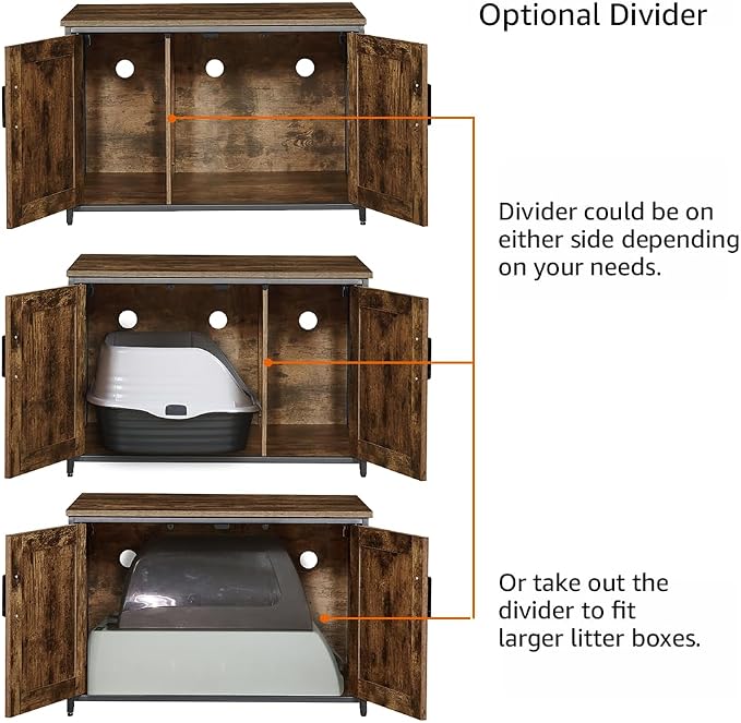 unipaws Top Opening Cat Litter Box Enclosure Furniture, Flip Top Design | XL Extra Large Cat Box, Friendly to Elderly People, High Jumbo Automatic Litter Box Cover Hidden for Large Cat - Image 5