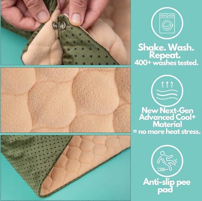 Hopp'd™ HutchLiner 2.0 Premium Guinea Pig Cage Liner Washable Fleece Bedding for Rabbits & Guinea Pigs | Waterproof, Odor Control, Cooling Mat, Anti-Slip Bunny Mat & Pee Pad | Midwest Cages (47x24) - Image 6