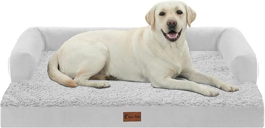 Orthopedic Dog Bed for Extra Large Dogs, 45x35in, Grey White | Orthopedic Foam Relieves Joint Pressure, Bolsters Supports Head And Neck, Washable Cover, Non-Slip Bottom by CasaPaw