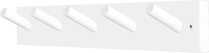 WEBI Coat Rack Wall Mounted,Coat Hanger Wall,16" Hole to Hole,Coat Hooks Wall Mount,Hook Rack Peg Rail,5 Hooks for Hanging Jacket,Hats,Clothes,White by WEBI