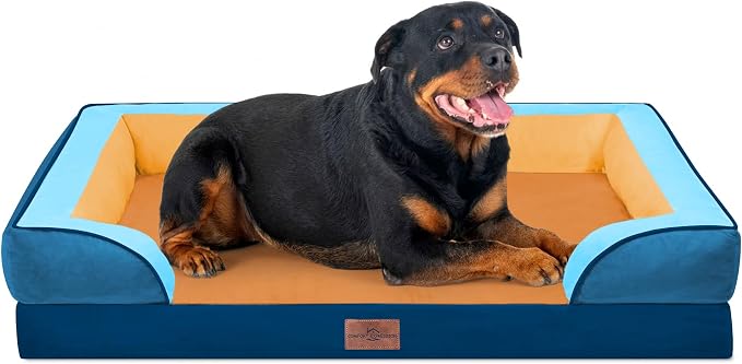 Comfort Expression Orthopedic Dog Bed for Extra Large Dogs with Bolster | Waterproof Dog Couch Bed with Washable Cover & Non-Slip Bottom, Supportive Egg Crate Foam XL Pet Bed, 45x35 Inch - Image 8