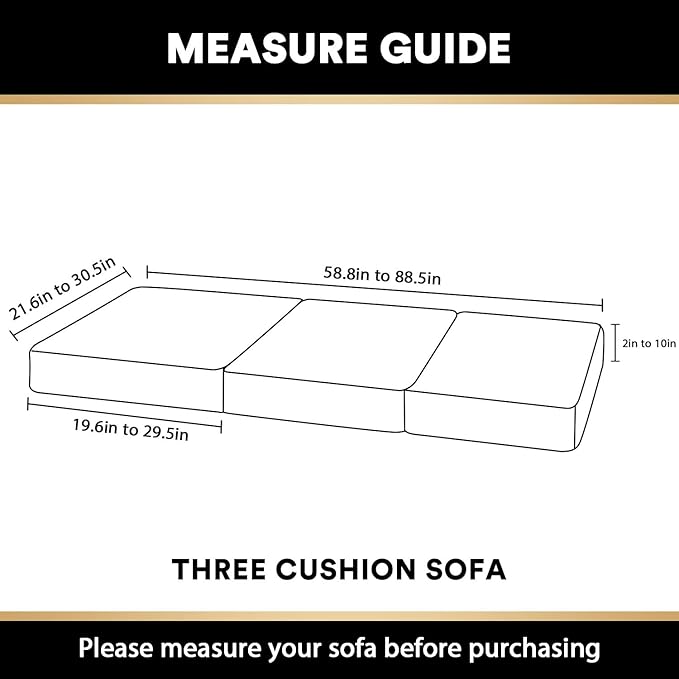 PrinceDeco Super Soft Couch Cushion Covers for Sectional Couch, Velvet Sofa Slipcover for Cushion Sofa pet Friendly with Elastic Bottom(Each Width Up to 29.5", Camel) - Image 2