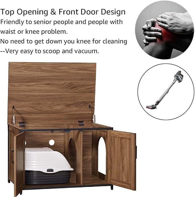 unipaws Top Opening Cat Litter Box Enclosure Furniture, Flip Top Design | XL Extra Large Cat Box, Friendly to Elderly People, High Jumbo Automatic Litter Box Cover Hidden for Large Cat - Image 4