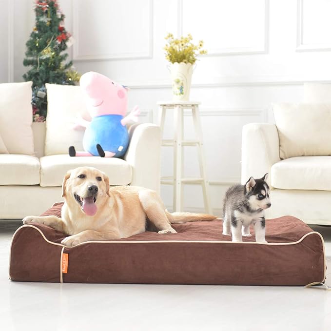Laifug Orthopedic Memory Foam Extra Large Dog Bed Pillow(50"x36"x10", Chocolate) Durable Water Proof Liner & Removable Washable Cover & Smart Design - Image 6