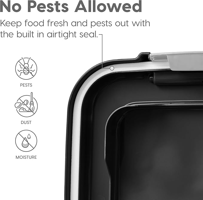 IRIS USA Airtight Dog Food Storage Container, Up to 38 lbs, Attachable Wheels, For Dog Cat Bird and Other Pet Food Storage Bin, Keep Fresh, Translucent Body, Easy Mobility, Black - Image 6