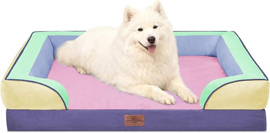 Comfort Expression Orthopedic Dog Beds for Large Sized Dog with Bolster | Waterproof Dog Couch Bed with Washable Cover & Non-Slip Bottom, Supportive Egg Crate Foam Large Pet Bed, 36x27 Inch by ComfortExpression