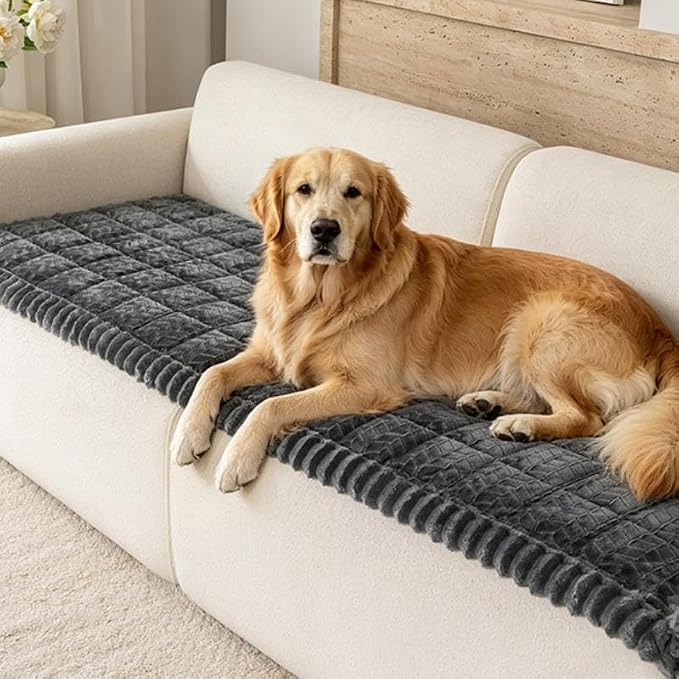 Thick Pet Couch Covers for Sofa (27.6"x59",Dark Grey) | Soft Sofa Covers for 2 Cushion Couch, Machine Washable，Non Slip Sofa Cover, Flannel Dog Pet Friendly Couch Covers Protector by TIANXINBAOBEI