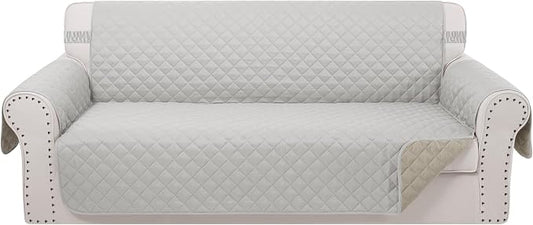 Reversible Couch Cover for 3 Cushion, Sofa, Light Grey/Beige | Couch Cover for Sofa, Pet Friendly Water Repellent Couch Sofa Cover, Washable Furniture Protector with Elastic Straps by LuxshareHome