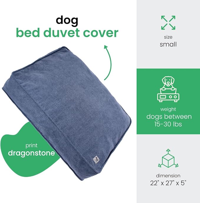 Molly Mutt Dragonstone Dog Bed Duvet Cover, GOTS-Certified 100% Cotton Canvas Cover for Dog, Puppy, or Cat Bed, Durable, Washable, and Free of Harmful Chemicals, Small, 22"x27"x5", Blue - Image 2
