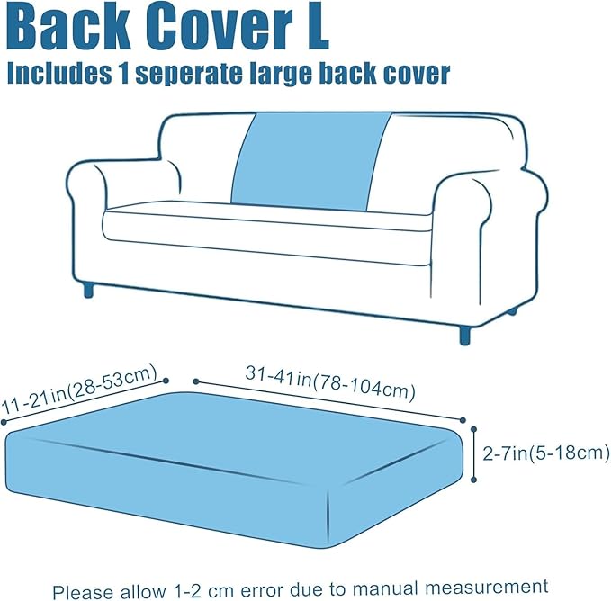 Smiry Waterproof Couch Cushion Covers, Non Slip Seat Cushion Covers | Stretch Jacquard Chaise Lounge Sofa Slipcover, Washable Elastic Furniture Protector for Pets, Back Cover L, Biege - Image 6