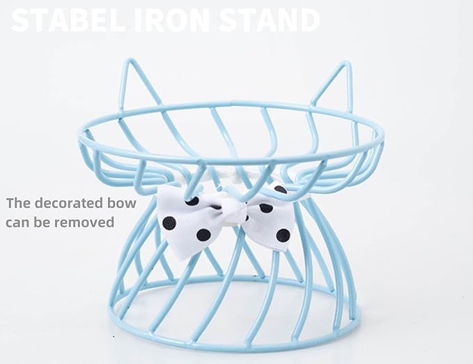 Set of 2 Elevated Ceramic Cat Dishes, Pink & Blue | Pink & Blue Set Detachable Bowls Elevated Design Whisker Friendly Non-Slip Pads - Image 6