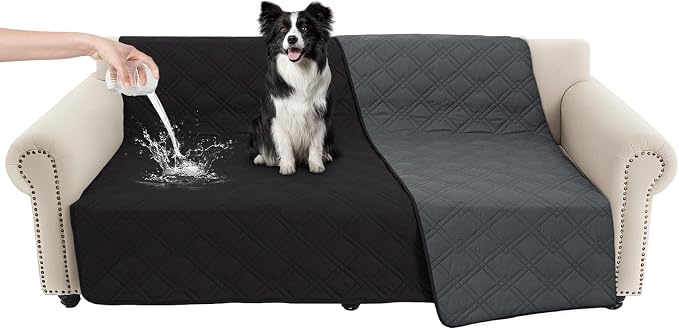 100% Waterproof Washable Dog Blanket，Black+Blackish Gray， 52"x82" | ,7-Layer Reversible Couch Covers for Dogs Met for Sofa Furniture Car Camping by Unknown