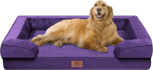 Comfort Expression Orthopedic Dog Bed for Extra Large Dogs with Bolster | Waterproof Dog Couch Bed with Washable Cover & Non-Slip Bottom, Supportive Egg Crate Foam XL Pet Bed, 42x30 Inch by ComfortExpression