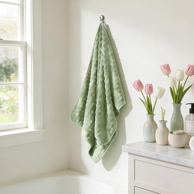 COZYART Lint Free 8 Pcs Bathroom Towel Set Ultra Soft Microfiber Sage Green | Ultra Soft, Fluffy, Thick, Highly Absorbent, Quick Dry, No Shedding, No Pilling, Fade Resistant, Durable, Long-lasting - Image 3