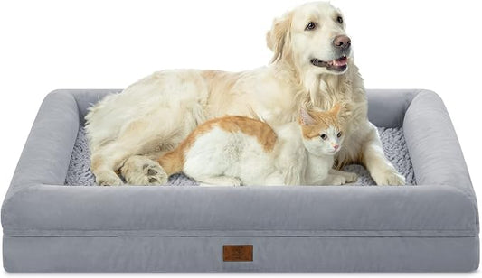 XL Orthopedic Dog Bed Waterproof for Extra Large Size Dogs | 360 Degree Bolster Support, Egg Crate Foam, Waterproof Liner, Non-Slip Bottom, Machine Washable Cover, 41 x 29 Inch by Yiruka