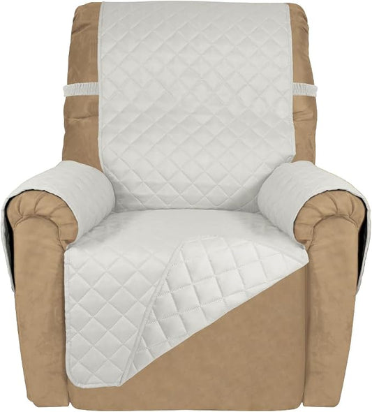 PureFit Reversible Recliner Chair Covers Couch Covers for Dogs, 19 in | Ivory/Ivory, Water Resistant Couch Protector, Washable Pet Couch Cover with Non Slip and Elastic Straps For Kids by PureFit